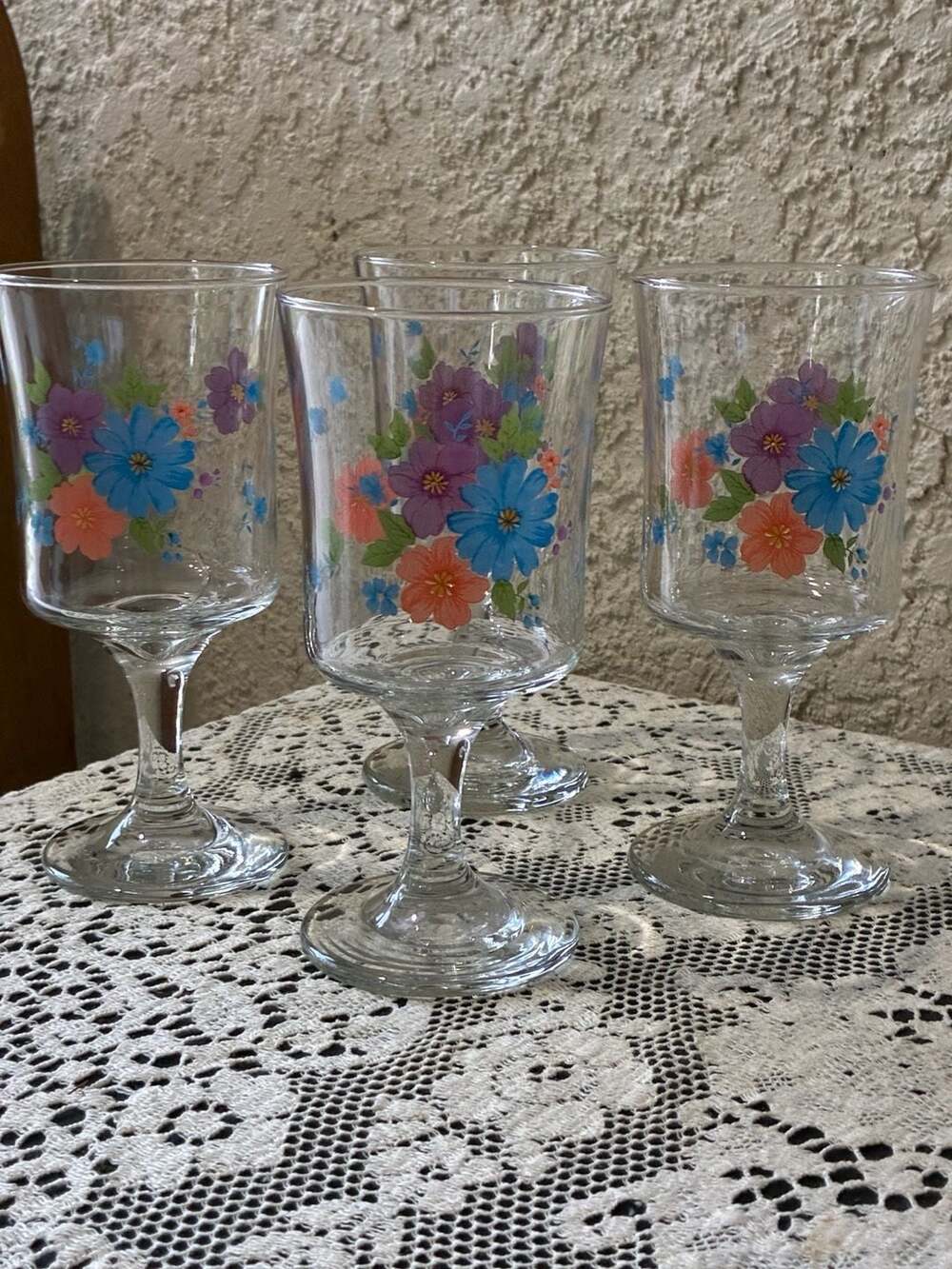 Set of  4 Provincial Bouquet 10 Oz Glass Goblets